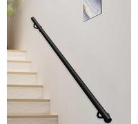 Pasamanos de escalera negro 1m 1,5m 2m 2,5m 3m 4m Barandillas de escalera redondas antideslizantes con accesorios, Barra de seguridad de soporte de riel de pie de balaustrada de pared(420cm)