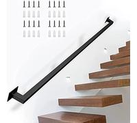 Pasamanos de escalera negro, 30-600 cm Pasamanos cuadrados de escalera Barandilla industrial galvanizada Montaje en pared Pasamanos Pasamanos de hierro forjado Pasamanos para decoración del hogar ( Si