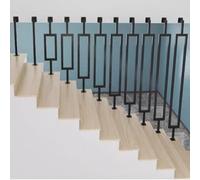 Pasamanos de escalera para colgar en el techo, color negro, para interiores, en forma de L, de metal, moderno, para villas, balcones, pasillos y apartamentos.(Style 1,140cm)