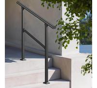 Pasamanos de escalera, pasamanos exterior para escalones de hormigón o madera, barra de soporte de transición para porche o jardín, color negro.(B,120cm/47inch)