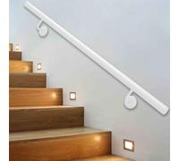 Pasamanos de escalera redondo - Kit completo, pasamanos de seguridad con soportes de pared - Pasamanos de hierro forjado blanco para escaleras de interior y exterior.(180cm)