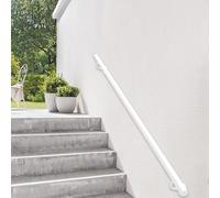 Pasamanos de escalera redondos para paredes - 1m 150cm 2m 240cm 3m 6m Barandilla de hierro forjado blanco con accesorios - Barra de soporte de seguridad para pasamanos de pared exterior(60cm)