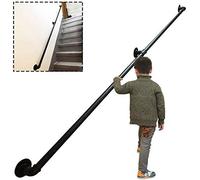 Pasamanos de Escaleras, Estilo Industrial Banister de Tubos Negros, Raíles de Mano de Hierro Forjado, Varilla de Apoyo Del Pasillo/13Ft/390Cm