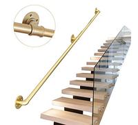 Pasamanos de exterior para escalera montada en la pared, kit de barandilla de metal para ancianos, niños y discapacitados, acabado dorado, 120 cm