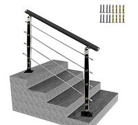 Pasamanos De Exterior Para Escalones De Hormigón, Kits De Balaustres De Terraza De 81 Cm De Alto Con Husillos De Acero Para Escaleras, Balcones, Jardines, Porches, Puertas, Color Negro, 190 Cm/75 Pul