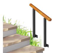Pasamanos de hierro forjado para jardín, porche, soporte de paso de madera, pasamanos de transición de seguridad para 14 escalones, diseño duradero y elegante