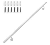 Pasamanos de hierro industrial galvanizado blanco para escaleras | Barandilla de escalera de hierro forjado con soportes de pared | Pasamanos con reposabrazos para personas mayores(180cm)