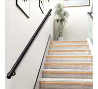 Pasamanos de hierro metálico para escaleras - 1 m, 150 cm, 2 m, 240 cm, 3 m, 6 m, montaje en pared, barandilla de escalera,barra de agarre antideslizante,seguridad,barra de soporte con kit de soportes