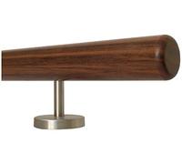 Pasamanos de madera de nogal, soportes rectos de acero inoxidable, longitud 30-500 cm, de una pieza, personalizable
