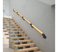 Pasamanos de madera maciza para escaleras exteriores | Pasamanos de pared para escaleras interiores con herrajes | Barandilla de escalera de 1m 120cm 1,5m 180cm 2m 2,5m 3m(90cm)