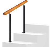 Pasamanos de madera maciza, pasamanos transición for barandilla escalera 1, 2, 3, 4 y 5 escalones/pasamanos for escaleras exteriores interiores con juego completo doble poste(Height 85cm,120cm/47inch)