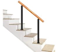 Pasamanos de madera moderno para escaleras Pasamanos para interiores y exteriores Barandilla de escalera de hierro forjado se adapta a 1-4 escalones, barandillas de seguridad para entrada de loft ( Co