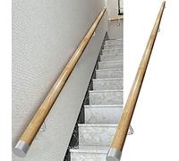 Pasamanos de madera para escaleras 1m 2m 3m 4m Camiseta de escalera sin deslizamiento con soportes de pared plateados, escaleras de edad avanzada para niños de edad avanzada para el hogar en el hogar