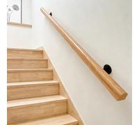 Pasamanos De Madera Para Escaleras, Barandilla De Escalera Interior Antideslizante De 50-600 Cm, Barandilla De Escalera Para Lofts De Jardín De Casa Montada En La Pared Con Soporte De Metal