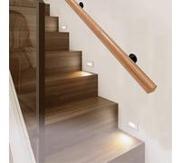 Pasamanos de madera para escaleras, pasamanos de 30-450 cm para escaleras, kit de soporte de barandilla de montaje en pared interior/exterior, barandilla de tubo, pasamanos de escalera estilo