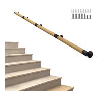 Pasamanos de Madera para Interiores - 30-560cm - Barandilla de Pared con Barcets De Metal Resistentes - Barra de Agarre de Escalera Sin Barreras para Ancianos(60cm/2ft)