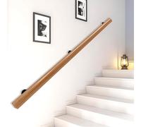 Pasamanos De Madera Redondo, Barandilla De Escalera Interiores, Antideslizante Barra De Soporte para Pasillo con Kit Completo, De 50-400 cm, Con 2 Soportes Para Ancianos (madera, 440cm)