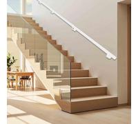 Pasamanos de metal blanco para escaleras interiores, 60cm 1.2m 150cm 1.8m 2.4m 300cm 3,6m 5,4m 6m Kit de barra de agarre moderna con soporte de pared para lofts, guarderías, casas, pasillos(300cm)
