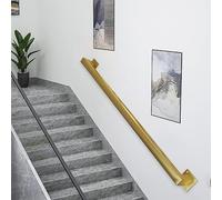Pasamanos de metal de 30-600cm para escaleras escalones interiores y exteriores, pasamanos de escalera soporte de pared de hierro forjado, pasamanos - kit completo(Gold,180cm)