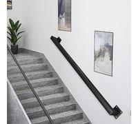 Pasamanos de metal de 30-600cm para escaleras escalones interiores y exteriores, pasamanos de escalera soporte de pared de hierro forjado, pasamanos - kit completo(Negro,600cm)