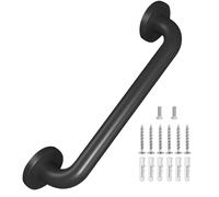 Pasamanos de pared industriales de metal de 16 pulgadas, pasamanos de pared, escalones para interiores y exteriores, pasamanos de seguridad (negro mate) mango para escaleras, barras, pared, ancianos,