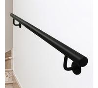 Pasamanos de Pared Negro - Kit Completo, 60 cm, 80 cm, 1 m, 1,2 m, 1,5 m, 2 m, 3 m, pasamanos para escaleras, para Exteriores e Interiores.(30cm)