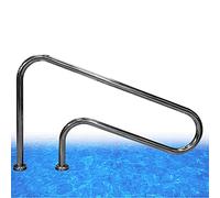 Pasamanos de Piscina, barandillas de Escalera de Piscina de Acero Inoxidable, manijas Curvas de SPA, adecuadas para escalones Interiores y Exteriores, sin incrustar, 1PCS / Plateado/ 124cm