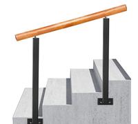 Pasamanos de transición para escalones Exteriores, Apto para 2 o 4 escalones, barandilla de Escalera de Madera con 2 Postes de balaustre Negros, pasamanos de transición para escaleras de ho