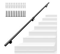 Pasamanos De Tubo Cuadrado De 1, 2, 3, 4, 5 Y 6 Metros, Pasamanos De Escalera De Hierro Forjado De Metal Negro For Montaje En Pared, Kit De Soporte De Pared For Escalones De Interior Y Exterior.(3.3ft