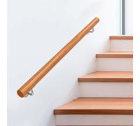 Pasamanos de tubo redondeado para escaleras, pasamanos de escalera de montaje en pared para escalones interiores y exteriores, mango de madera antideslizante para escaleras, loft, porche, barandilla
