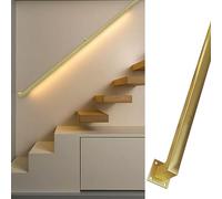 Pasamanos dorado para escaleras interiores y exteriores, pasamanos de seguridad para barandilla de montaje en pared, kit de barandilla para con soportes de hierro forjado y tornillos de metal ( Size :