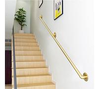 Pasamanos dorado para escaleras - Kit completo Pasamanos de hierro forjado para montar en la pared Barandillas para interiores y exteriores Escalones Baño Pasillo Barra de soporte 1m 2m 3m 4m 5m 6m