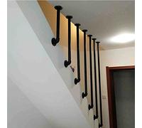Pasamanos en forma de L para escalones de escalera, barandilla de seguridad de hierro forjado duradero, diseño de tubo redondo negro para uso en interiores y exteriores, 60 cm de longitud, 1 unidad