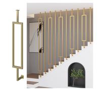 Pasamanos Escalera Barandilla Columna de balaustre para escalera Altura personalizable Moderno Kit de barandilla metálica Para oficinas lofts villas remodelaciones(Gold A,155cm/61")