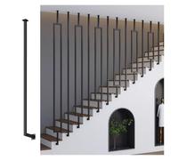 Pasamanos Escalera Barandilla Columna de balaustre para escalera Altura personalizable Moderno Kit de barandilla metálica Para oficinas lofts villas remodelaciones(Black L,80cm/31.5")