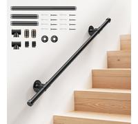 Pasamanos Escalera, Carriles Pasamanos Escaleras de 1 Sección y 1M para Pared sin Barreras, 50kg Antideslizante y Cómodo ideal para Interiores y Exteriores apto para Niños, Personas Mayores