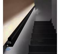 Pasamanos Escalera Led 305 335 366 396 427 457 488 cm, Pasamanos para Escaleras con Luz LED y Sensor de Movimiento, Pasamanos de Aluminio con Iluminación, Kit De Pasamanos(Left,16.2ft/494cm)