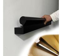 Pasamanos Escalera Led Luz LED Inalámbrica para Pasamanos con Sensor de Movimiento (60 65 70 75 80 85 90 95 100 cm), Pasamanos Metálico de Estilo Industrial (Tubería Negra)(Left,320cm/10.5ft)