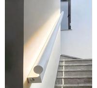 Pasamanos Escalera Led Pasamanos de Escalera LED Blanco para Interiores (110 116 122 128 134 140 146 152 cm), Tubo de Dos Luces con Sensor de Movimiento, Barandilla de Aluminio(Right,18.4ft/561cm)