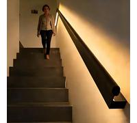 Pasamanos Escalera Led Pasamanos para Escaleras con Dos Sensores y Luces (uso Interior y Exterior) Barandilla de Aluminio con Iluminación LED, Pasillos y Lofts Industrial(Left,14.6ft/445cm)