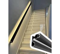 Pasamanos Escalera Pasamanos de Aluminio con LED con Sensor de Movimiento 3 4 5 6 10 12 14 ft, Balaustres Murales Industriales para Sótano o Pasillo, Barra de Apoyo(Left,6ft/185cm)