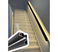 Pasamanos Escalera Pasamanos de Aluminio con LED con Sensor de Movimiento 3 4 5 6 10 12 14 ft, Balaustres Murales Industriales para Sótano o Pasillo, Barra de Apoyo(Right,18.5ft/565cm)