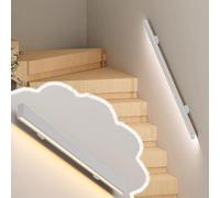 Pasamanos Escalera Pasamanos de Escalera Interior con Luz LED 4000K, Pasamanos Eficiente Energéticamente 24V, Longitud Personalizable, de Aleación para Montaje(White,135in/342.9cm)