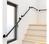 Pasamanos Escalera, Pasamanos de Escalera para Interiores de 36,5 m, de Tubo de Hierro metálico, Antideslizante, para Montaje en Pared, para Exteriores, para Porche, terraza, Kit de Soporte de seguri