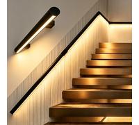 Pasamanos Escalera Pasamanos Escaleras Iluminado Sensor Movimiento, Barandilla Iluminación LED Alta Resistencia, Barra Apoyo Caminar Con Seguridad Por La Noche(Left Warm Light,4.6ft/1.4m)