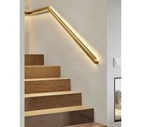 Pasamanos Escalera Pasamanos Luminoso Montado en la Pared - Luz de Pasillo con Sensor de Cuerpo, Barra de Apoyo Segura para Escaleras para Mayores y Discapacitados,(Gold,250cm/98in/8.2ft)