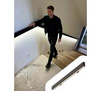 Pasamanos Escalera Pasamanos Rectangular Mate para Escaleras - Iluminación LED con Sensor de Movimiento, Barandilla de Soporte con Luz Descendente, Balaustre de Pared(Left,3.5ft/105cm)