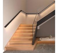 Pasamanos LED para Escaleras Interiores, Pasamanos de Escalera Iluminados con Sistemas de Iluminación LED, Barandilla de Tubo Industrial Negro Rústico, Pasamanos para Escaleras Interiores(Size:Left-90