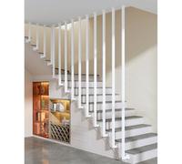 Pasamanos Moderno en Forma de L, Antideslizante, para escaleras Interiores y Exteriores, con Postes de Hierro Forjado Blanco, Decorativos.(115cm)