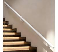 Pasamanos moderno, kit completo barandillas escalera hierro galvanizado metal blanco para soporte montaje pared interior exterior, barra seguridad con mango tubo redondo(570cm)